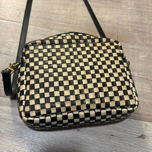 Barely used Anthropologie x Clare V. Woven Checkered Midi Crossbody Bag.